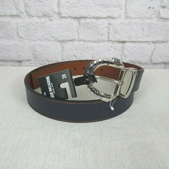 NWT TRUE RELIGION Reversible Buckle Belt Able Horseshoe Harness 38 - Picture 3 of 11